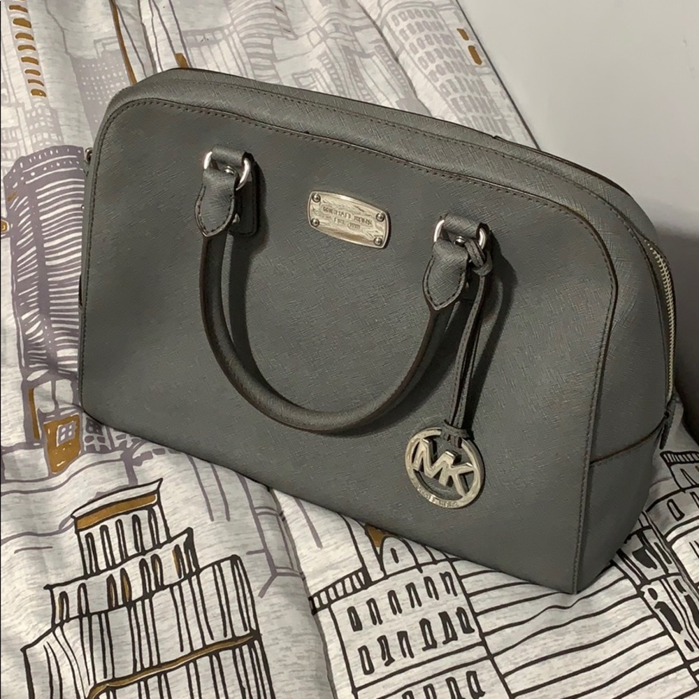 Michael Kors Grey Saffiano Leather Satchel Bag